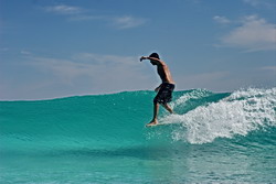 image: Ben Long walkin' the plank over crystal clear Gulf waters