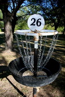 image: some of the best catching homemade disc golf baskets we've ever played...May Dennis Park, Pratt, Kansas