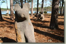 image: bear statues near trailhead